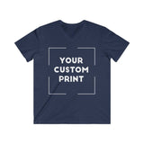 kdm custom print for men v-neck t-shirt navy