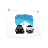CoMorgan Scott | 2007 Gun metal grey 328i BMW  1999 White 323i BMW | Poster