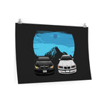 CoMorgan Scott | 2007 Gun metal grey 328i BMW  1999 White 323i BMW | Poster