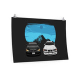 CoMorgan Scott | 2007 Gun metal grey 328i BMW  1999 White 323i BMW | Poster
