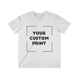 euro custom print for men v-neck t-shirt white