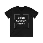 euro custom print for men v-neck t-shirt black