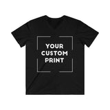euro custom print for men v-neck t-shirt black