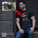 motorbikes custom print for men fitted t-shirt mockup black