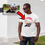 motorbikes custom print for men fitted t-shirt mockup white