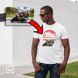 motorbikes custom print for men fitted t-shirt mockup white