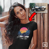 motorbikes custom print women fitted t-shirt  mockup black