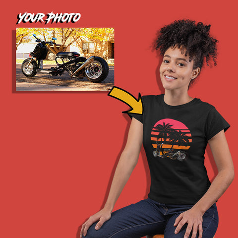 motorbikes custom print women fitted t-shirt