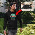 motorbike custom print unisex hoodie mockup black