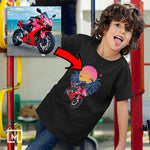 motorbikes custom print for kids unisex t-shirt mockup black