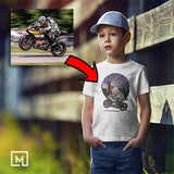 motorbikes custom print for kids unisex t-shirt mockup white
