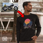 motorbikes custom print unisex long sleeves mockup black