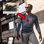 motorbikes custom print unisex long sleeves mockup navy