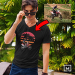 motorbikes custom print for men v-neck t-shirt mockup black