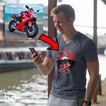 motorbikes custom print for men v-neck t-shirt mockup navy