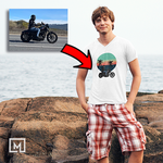 motorbikes custom print for men v-neck t-shirt mockup white
