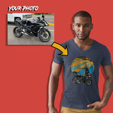 motorbikes custom print for men v-neck t-shirt