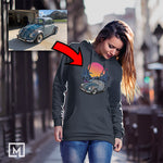 classic cars custom print hoodie unisex mockup navy