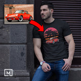 classic cars custom print t-shirt for men mockup black