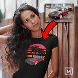 classic cars custom print t-shirt for women mockup black