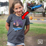 classic cars custom print unisex t-shirt for kids mockup navy
