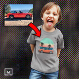 classic cars custom print unisex t-shirt for kids mockup sports grey