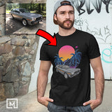 classic cars custom print unisex t-shirt mockup black