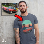 classic cars custom print unisex t-shirt mockup navy