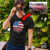 classic cars custom print unisex v-neck t-shirt mockup black