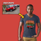 classic cars custom print unisex v-neck t-shirt mockup