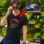 euro custom print v-neck t-shirt mockup black