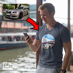 euro custom print v-neck t-shirt mockup navy