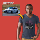 euro custom print v-neck t-shirt