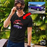 jdm custom print for men v-neck t-shirt mockup black