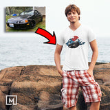 jdm custom print for men v-neck t-shirt mockup whtie