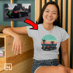 JDM custom print for women fitted t-shirt mockup athletic grey