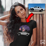 trucks custom print for women fitted t-shirt mockup black