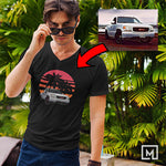 usdm custom print v-neck t-shirt mockup black