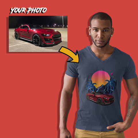 usdm custom print v-neck t-shirt